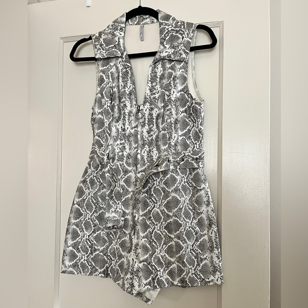 Snakeskin Print Sleeveless Romper